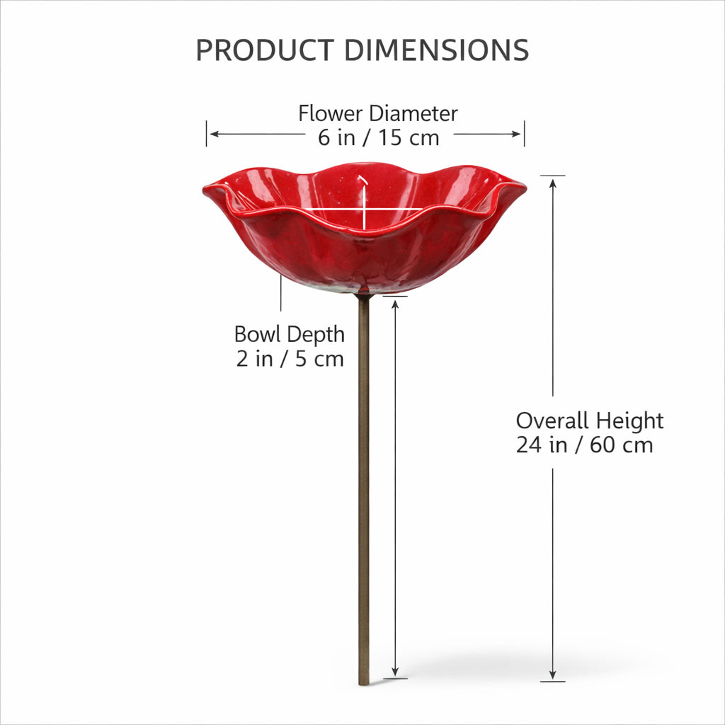 🎁 Handmade Metal Flower Bird Bath Garden Stake 🐦