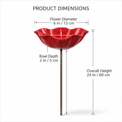 🎁 Handmade Metal Flower Bird Bath Garden Stake 🐦