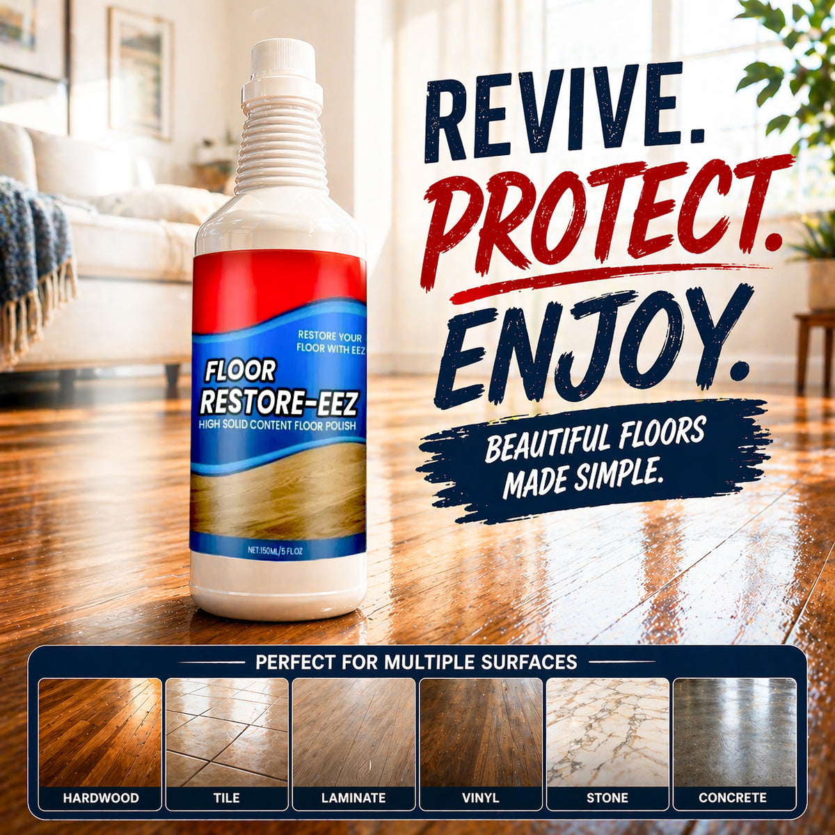 Vodlan™ Floor Restorer – Fast-drying, non-toxic shine. ✨