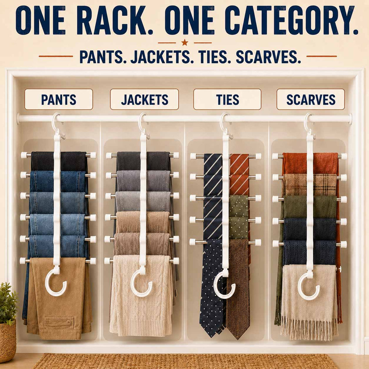 Lumiazos™ 5-Tier Trouser Hanger – Organise 5 Pairs in the Space of 1