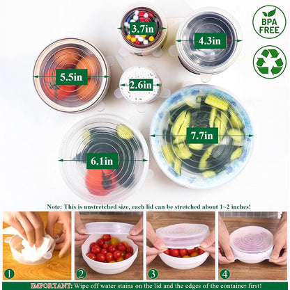 Vodlan™ Reusable Silicone Lids — 6 PCS Stretch Bowl & Pot Covers