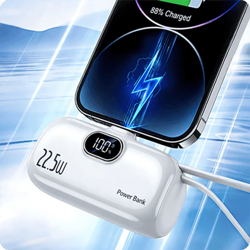 Pocket Power Bank with Built-In Cables | 22.5W Fast Charging USB-C Portable Charger(OFFER)