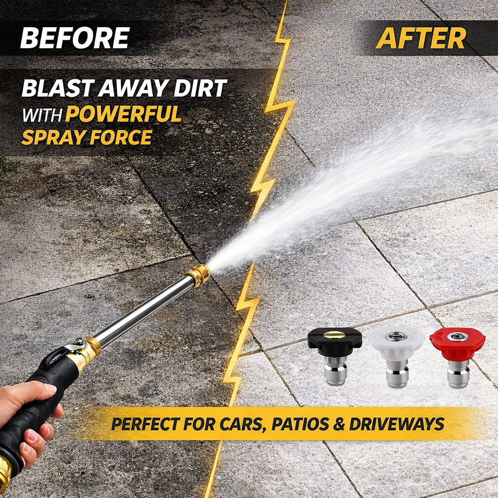 🚿Vodlan™ High-pressure water gun – 3 interchangeable nozzles, durable aluminium alloy & powerful ✨