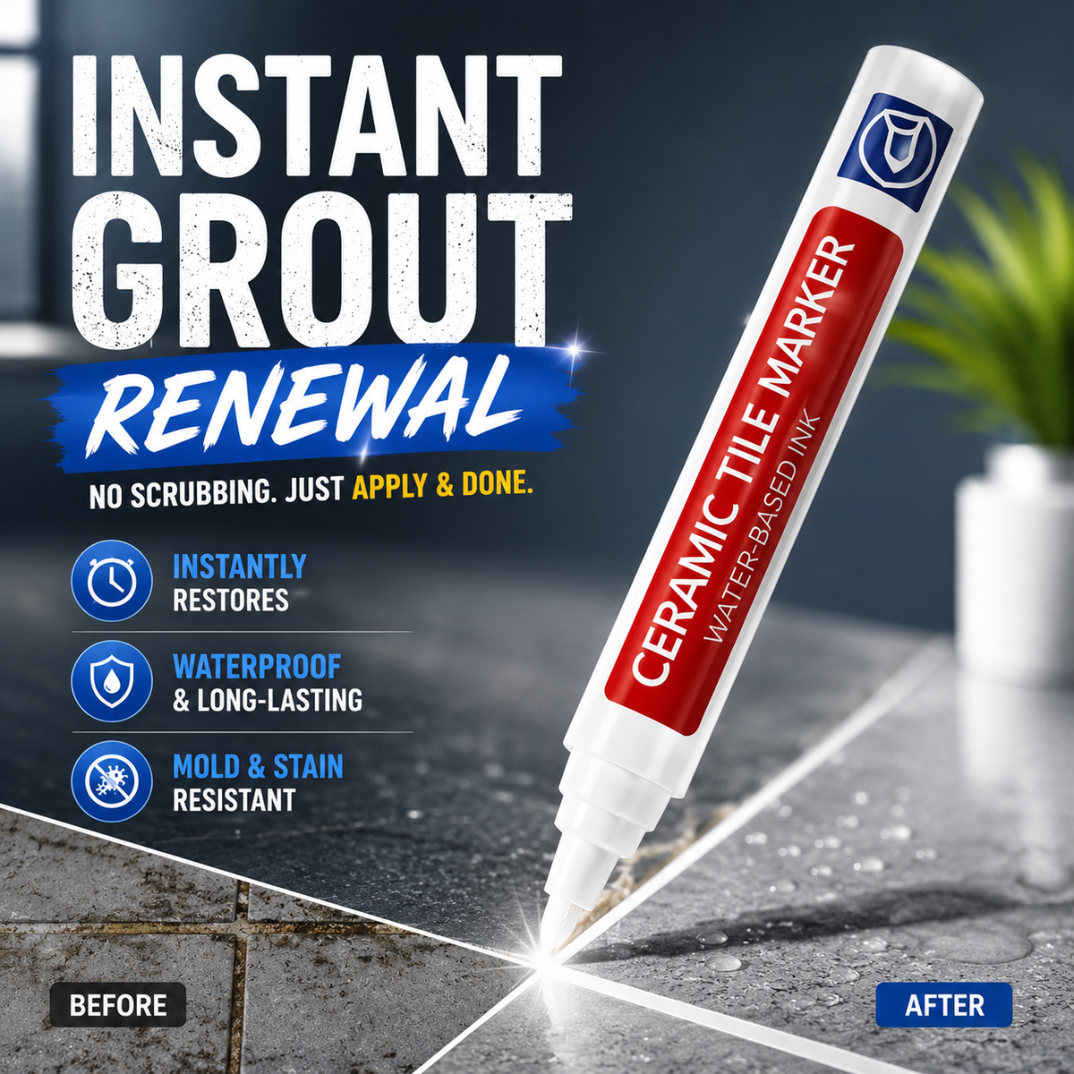 🔥Vodlan™ Anti-Mould & Waterproof Joint Pen for Ceramic Tiles! 🖌️