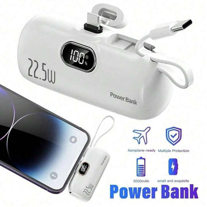 Pocket Power Bank with Built-In Cables | 22.5W Fast Charging USB-C Portable Charger(OFFER)