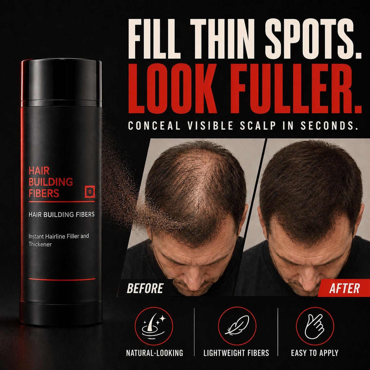 Lumiazos™ Instant Hair Building Fibres – Hairline Filler & Fuller-Looking Hair