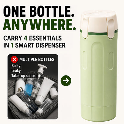 Vodlan™ Travel Dispenser - Carry 4 Essentials in 1 Bottle
