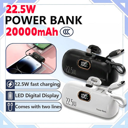 Pocket Power Bank with Built-In Cables | 22.5W Fast Charging USB-C Portable Charger(OFFER)
