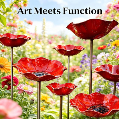 🎁 Handmade Metal Flower Bird Bath Garden Stake 🐦