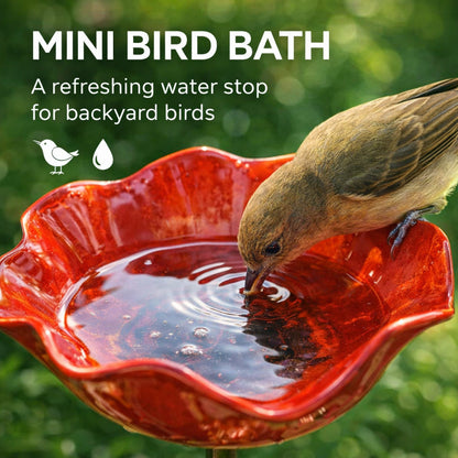 🎁 Handmade Metal Flower Bird Bath Garden Stake 🐦