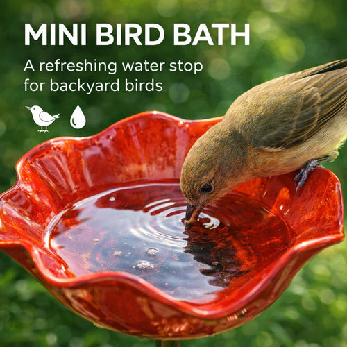 🎁 Handmade Metal Flower Bird Bath Garden Stake 🐦