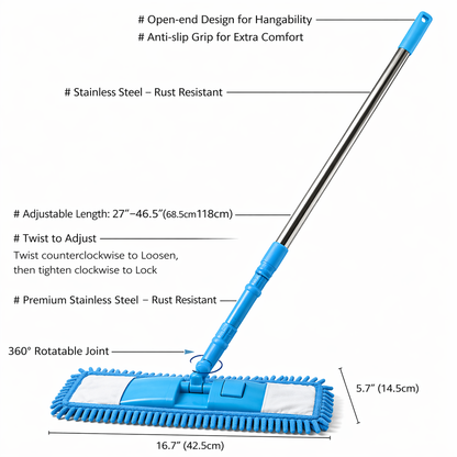 Vodlan™ Detachable Coral Fleece Flat Mop with Stainless Steel Handle