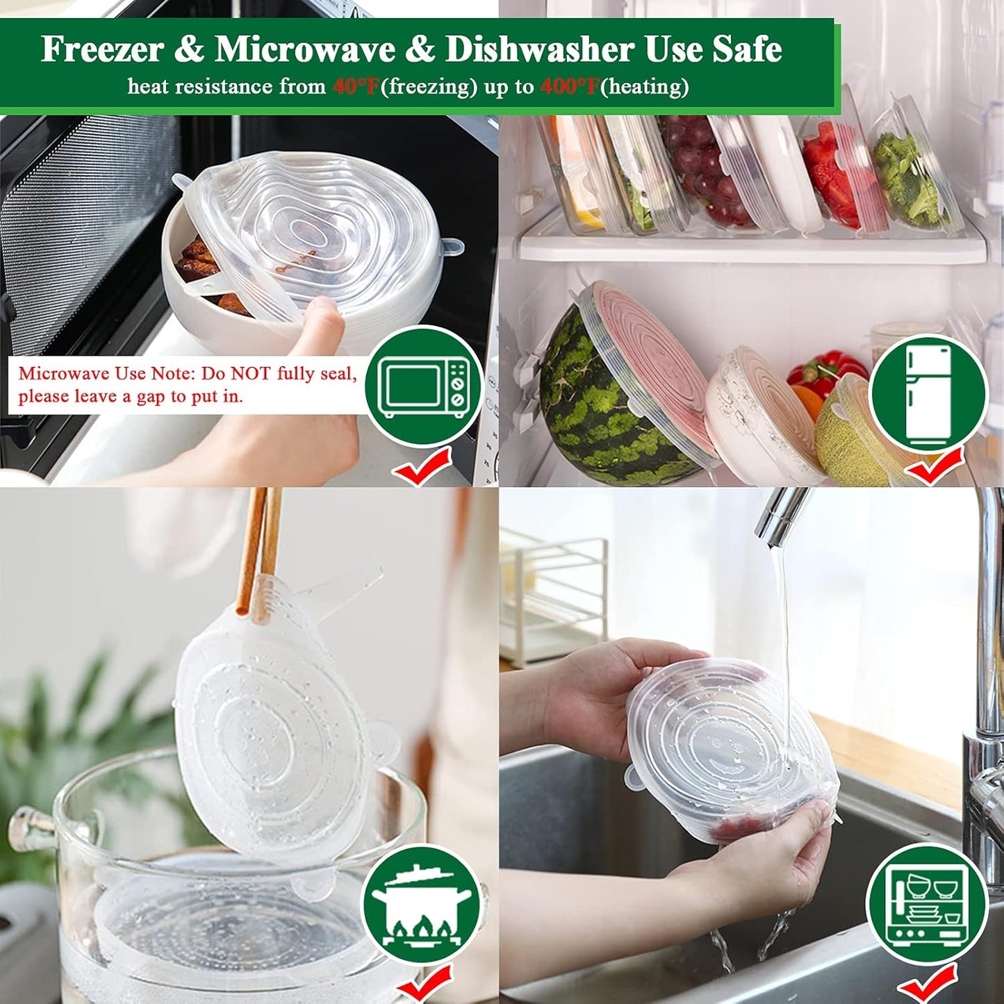Vodlan™ Reusable Silicone Lids — 6 PCS Stretch Bowl & Pot Covers