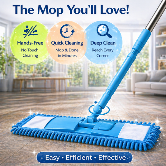 Vodlan™ Detachable Coral Fleece Flat Mop with Stainless Steel Handle