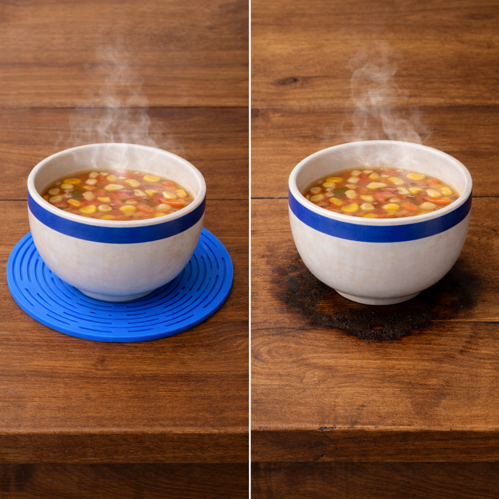 Vodlan™ 2-in-1 Zero-Void™ Silicone Mesh Bag & Heat-Resistant Trivet Mat for Hot Bowls (Offer)