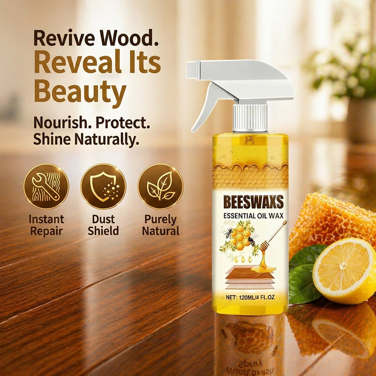 Vodlan™ Wood Polish Spray – Restore Shine & Fix Scratches Instantly