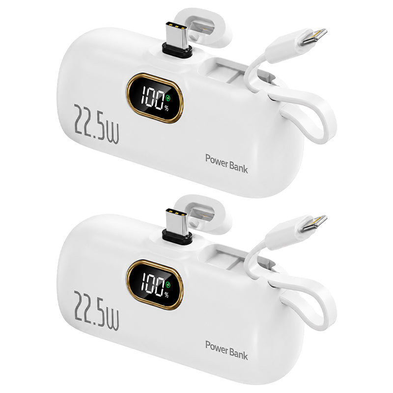 Pocket Power Bank with Built-In Cables | 22.5W Fast Charging USB-C Portable Charger(OFFER)