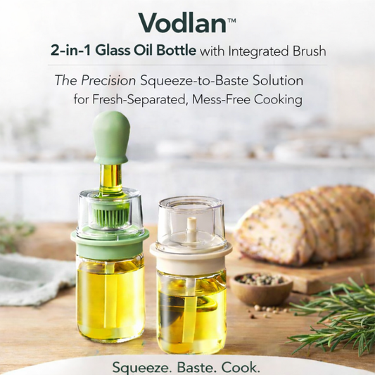Vodlan™ 2-in-1 Glass Oil Bottle with Integrated Brush