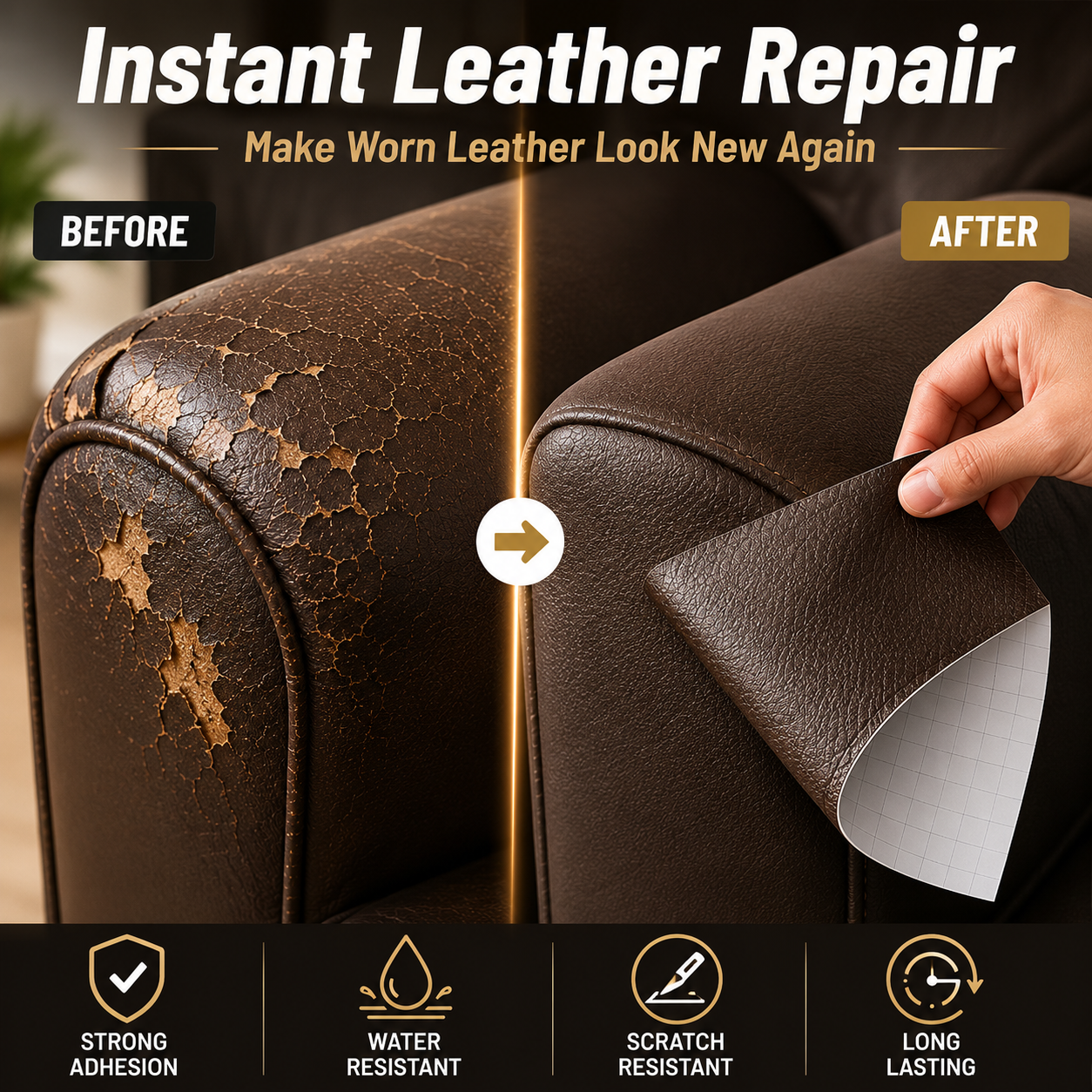 Vodlan™ Leather Repair Patch – Cover Scratches, Cracks & Peeling in Minutes