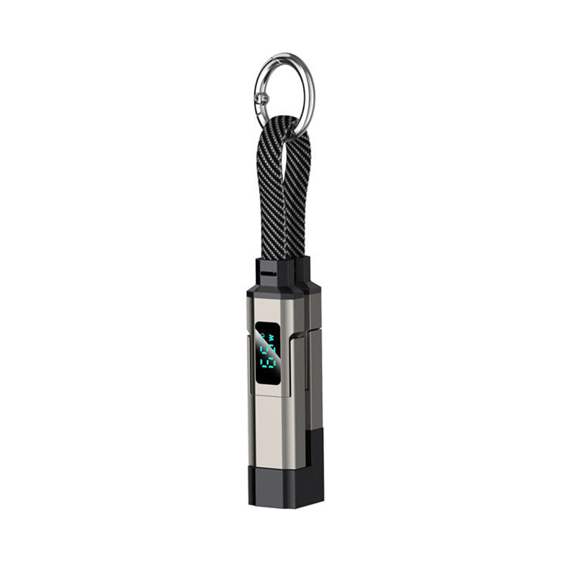 Lumiazos™ 4-in-1 EDC Charging Cable – 65W USB-C Fast Charging Keyring Cable with Live Digital Display