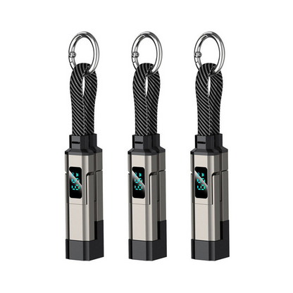 Lumiazos™ 4-in-1 EDC Charging Cable – 65W USB-C Fast Charging Keyring Cable with Live Digital Display