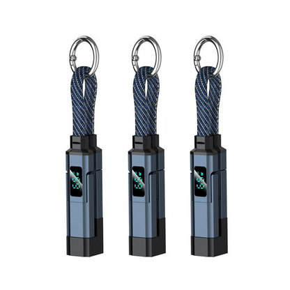Lumiazos™ 4-in-1 EDC Charging Cable – 65W USB-C Fast Charging Keyring Cable with Live Digital Display