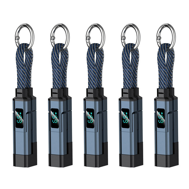 Lumiazos™ 4-in-1 EDC Charging Cable – 65W USB-C Fast Charging Keyring Cable with Live Digital Display