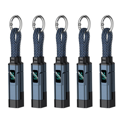 Lumiazos™ 4-in-1 EDC Charging Cable – 65W USB-C Fast Charging Keyring Cable with Live Digital Display