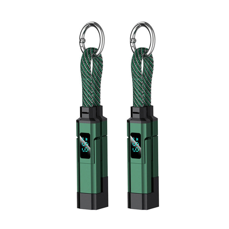 Lumiazos™ 4-in-1 EDC Charging Cable – 65W USB-C Fast Charging Keyring Cable with Live Digital Display