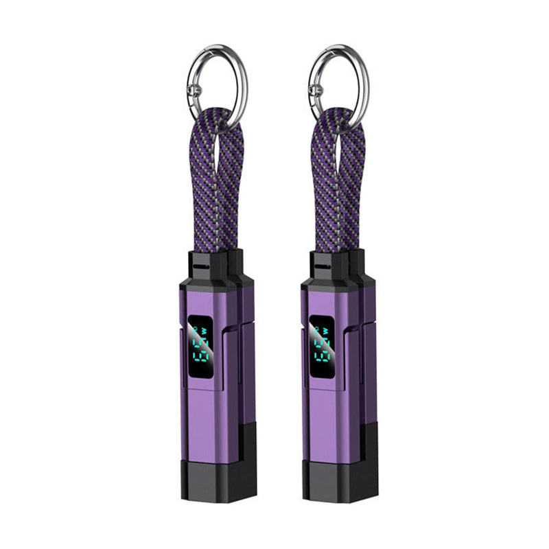 Lumiazos™ 4-in-1 EDC Charging Cable – 65W USB-C Fast Charging Keyring Cable with Live Digital Display