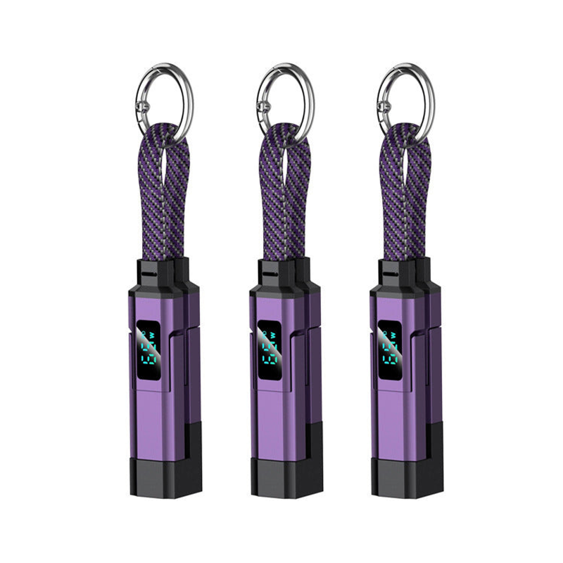 Lumiazos™ 4-in-1 EDC Charging Cable – 65W USB-C Fast Charging Keyring Cable with Live Digital Display