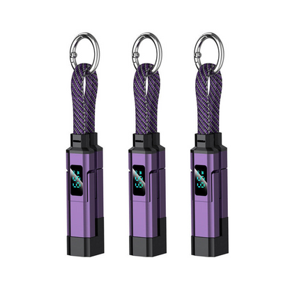 Lumiazos™ 4-in-1 EDC Charging Cable – 65W USB-C Fast Charging Keyring Cable with Live Digital Display
