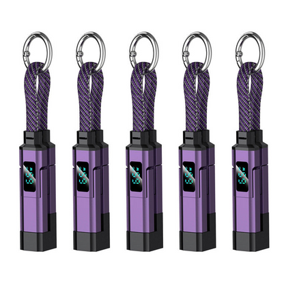 Lumiazos™ 4-in-1 EDC Charging Cable – 65W USB-C Fast Charging Keyring Cable with Live Digital Display