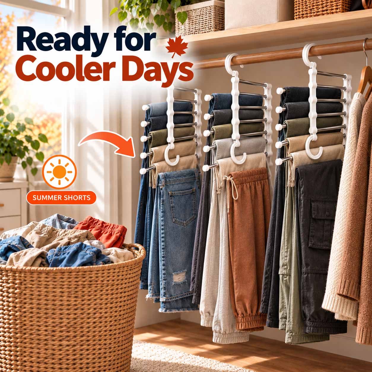 Lumiazos™ 5-Tier Trouser Hanger – Organise 5 Pairs in the Space of 1