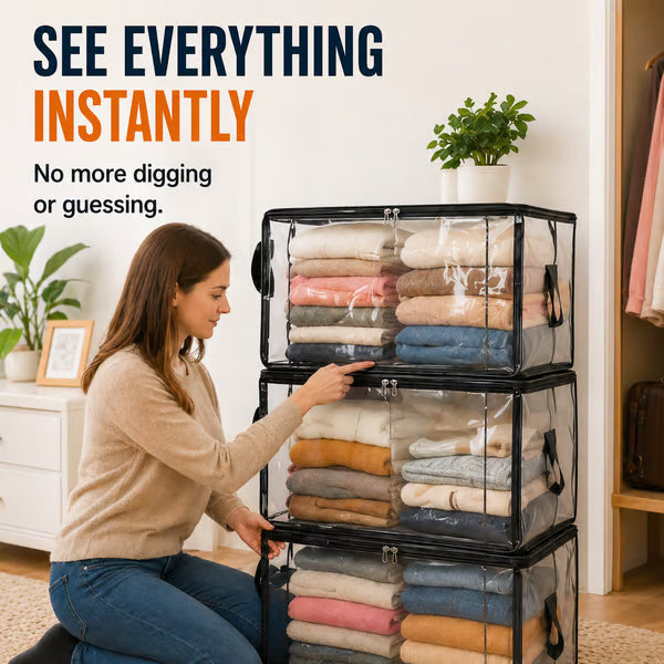 ⏰🔥LIMITED TIME 50% OFF! 🏠 Transparent Large-Capacity Dustproof & Moisture-Proof Storage Bag – Perfect for Clothes, Toys, Books & More ✨