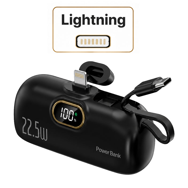 Pocket Power Bank with Built-In Cables | 22.5W Fast Charging USB-C Portable Charger(OFFER)