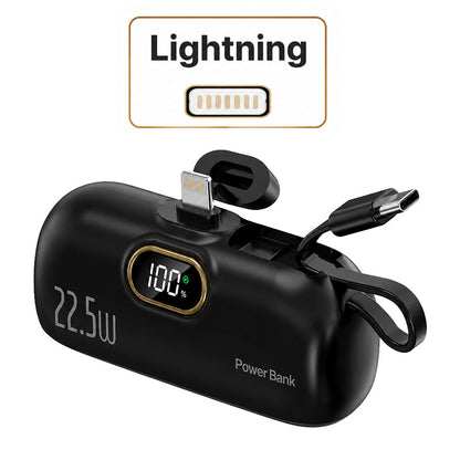 Pocket Power Bank with Built-In Cables | 22.5W Fast Charging USB-C Portable Charger(OFFER)
