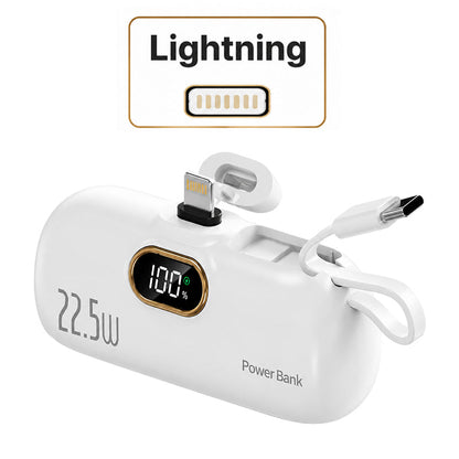 Pocket Power Bank with Built-In Cables | 22.5W Fast Charging USB-C Portable Charger(OFFER)