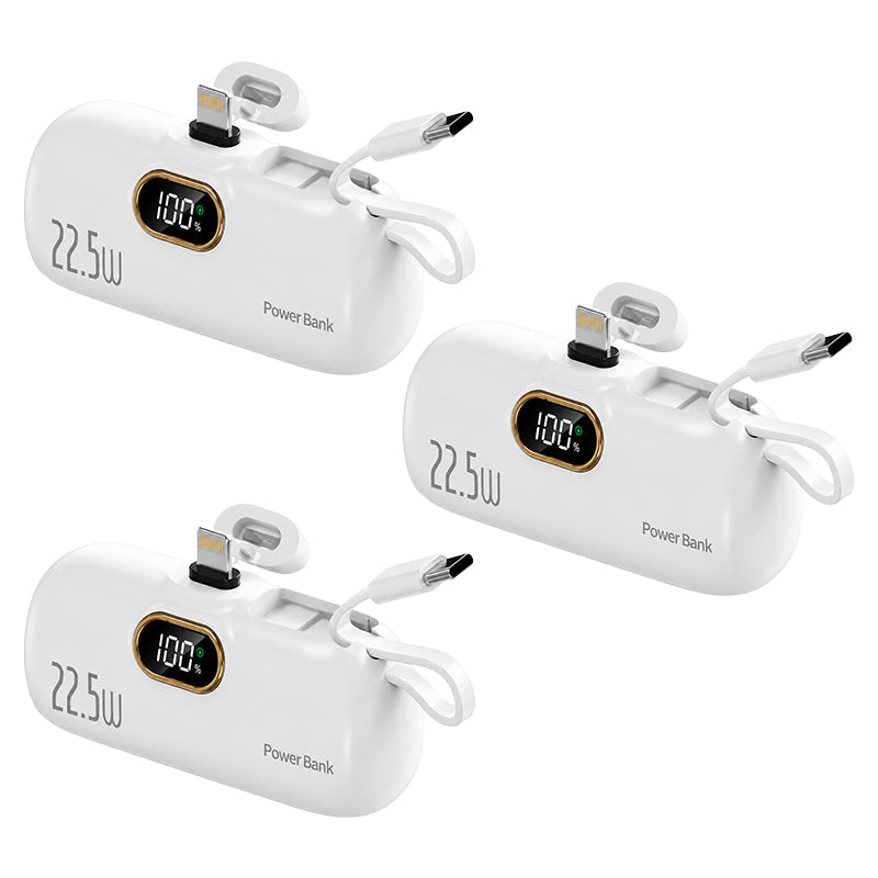 Pocket Power Bank with Built-In Cables | 22.5W Fast Charging USB-C Portable Charger(OFFER)