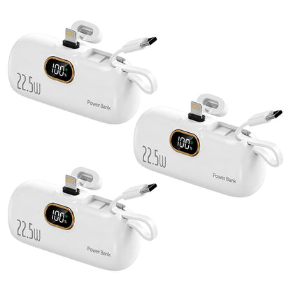 Pocket Power Bank with Built-In Cables | 22.5W Fast Charging USB-C Portable Charger(OFFER)