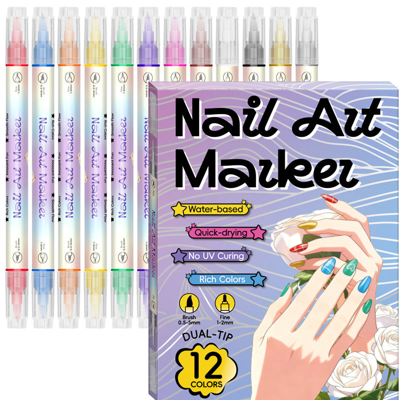 ✨Vodlan™ Dual-Tip Nail Art Marker Pen Set