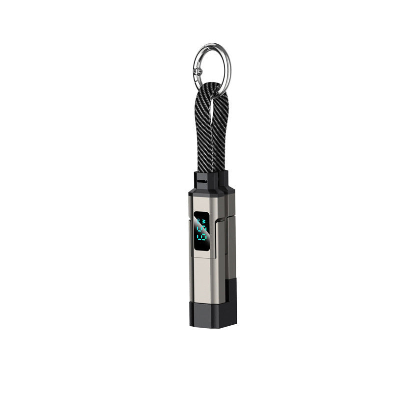 Lumiazos™ 4-in-1 EDC Charging Cable – 65W USB-C Fast Charging Keyring Cable with Live Digital Display