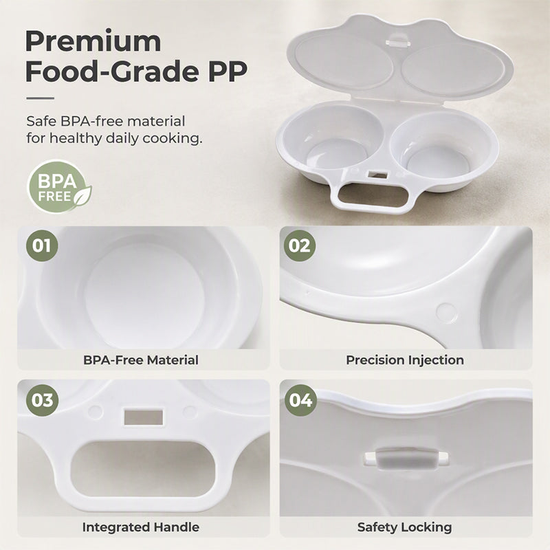 Lumiazos™ Microwave Egg Poacher With Lid & Handle – Perfect Poached Eggs Made Easy