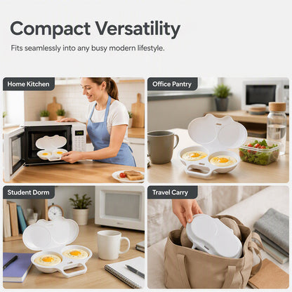 Lumiazos™ Microwave Egg Poacher With Lid & Handle – Perfect Poached Eggs Made Easy(offer)